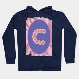 Floral Letter C Pink Gerbera Daisy Monogram Hoodie